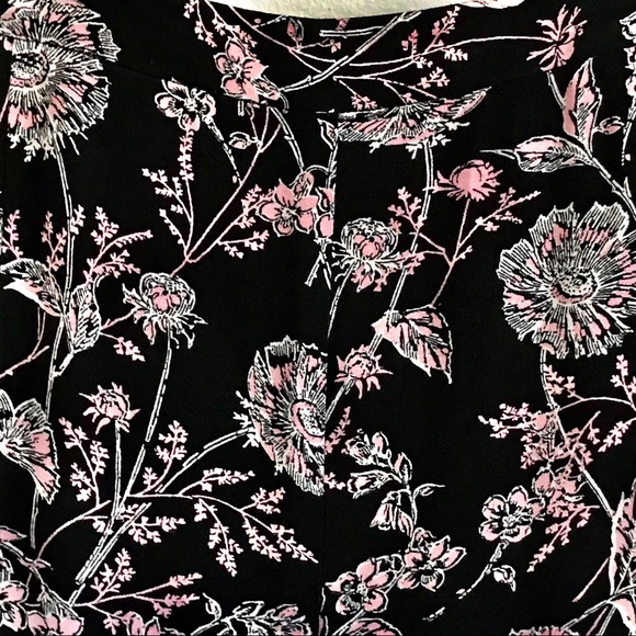 TALBOTS BLACK & PINK FLORAL A-LINE MIDI SKIRT - Picture 3 of 6